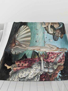 Botticelli Birth of Venus Soft Minky Blanket Huge 60"x80"  Gift for Art Lover